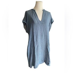 MAVEN WEST Chambray A-Line Blue Dress Size Medium